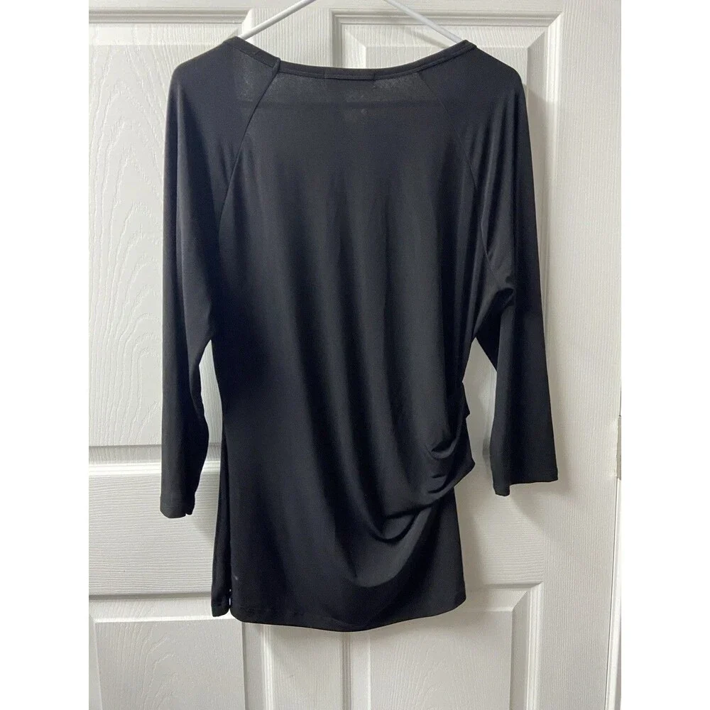 Ivanka Trump Knit Top women XL Black Stretch Waist Detail Capsule Popover Basic